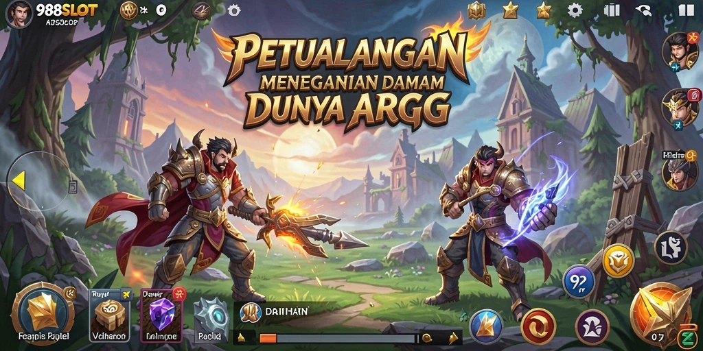 Screenshot gameplay 988SLOT menampilkan pertarungan seru dalam dunia fantasi.