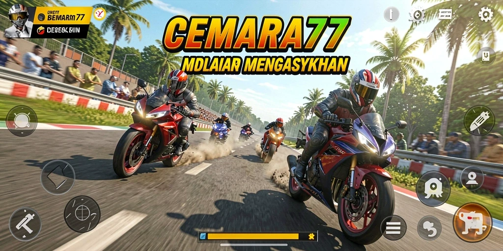 Tampilan seru dari gameplay balapan motor CEMARA77.