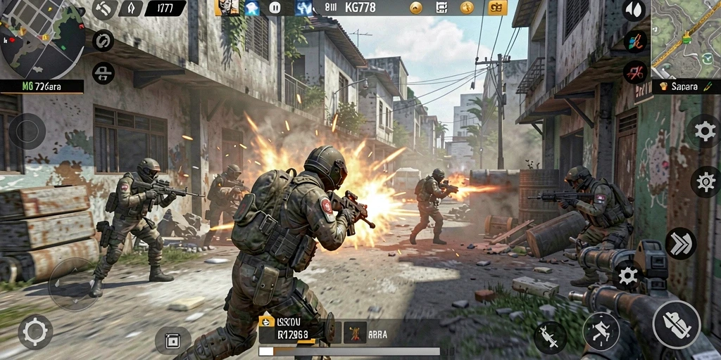 Tampilan gameplay KG778 yang mendebarkan dan penuh aksi FPS.