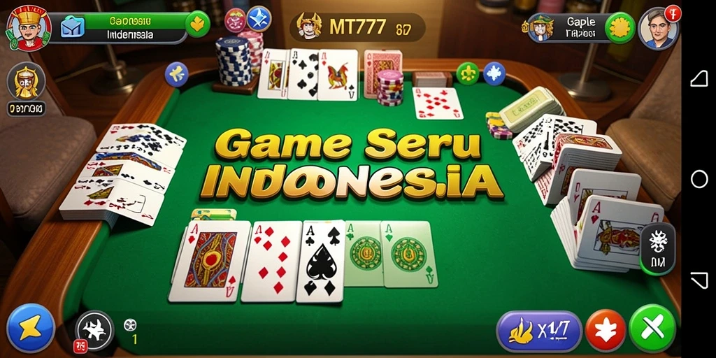Tampilan gameplay seru dari MT777 dengan pemain Gaple lainnya.